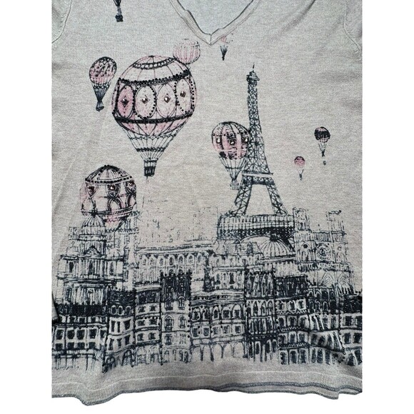 Leo & Ugo M Paris Collection Sweater Eiffel Tower Hot Air Balloon Embellished I2 - Picture 4 of 10